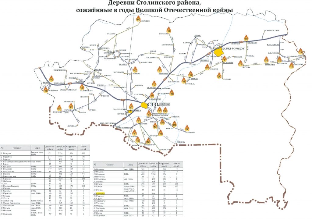 Карта столинского района подробная с деревнями