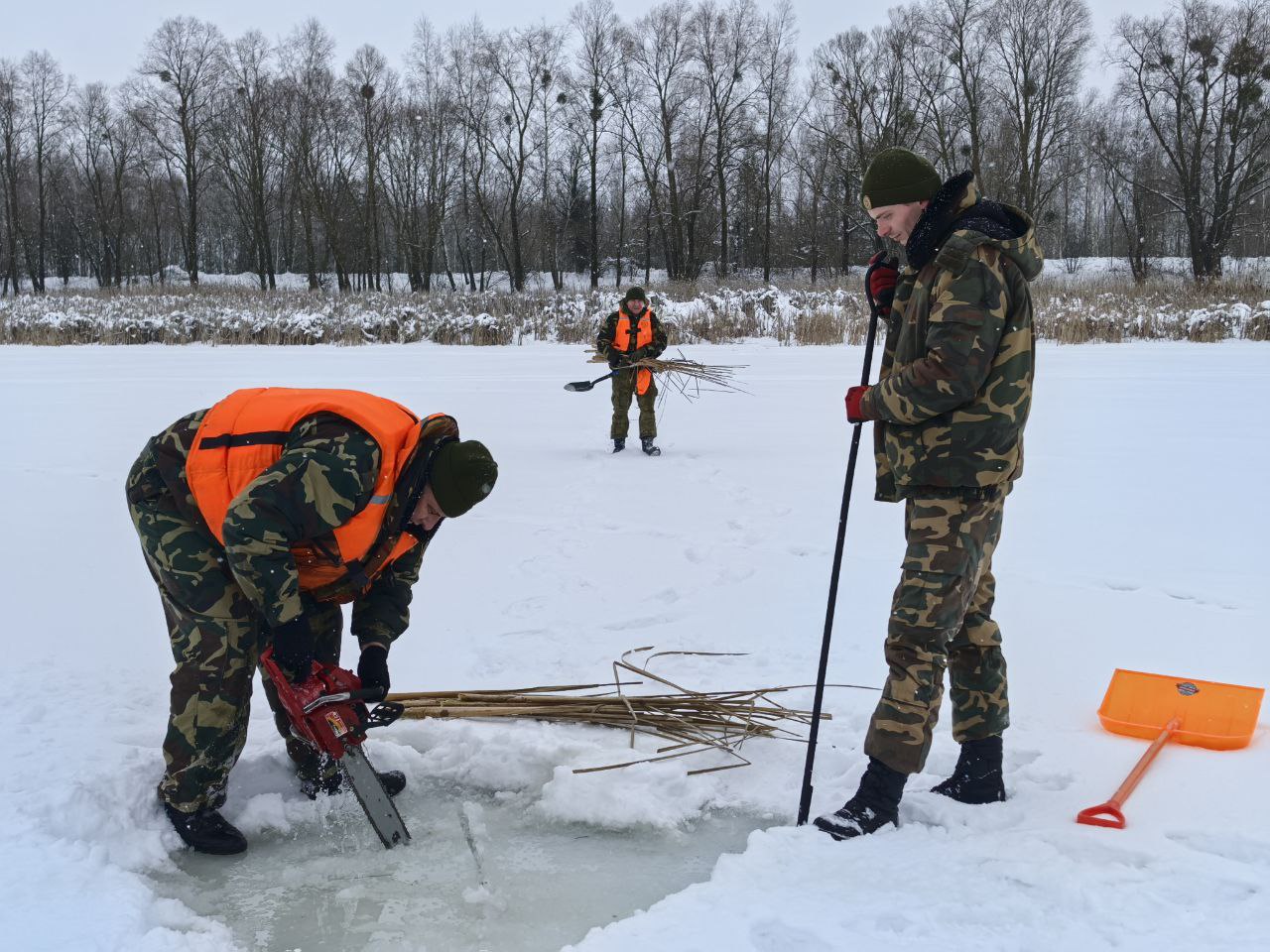 Как в Столинском районе спасают рыбу от зимнего замора